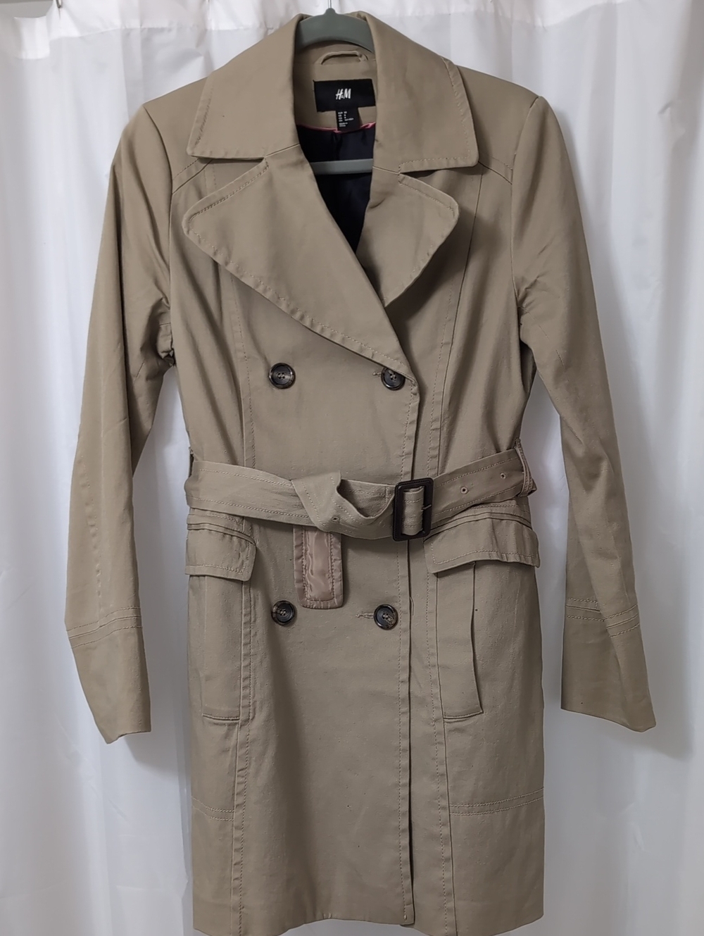 H&M Khaki Trench Coat with Belt